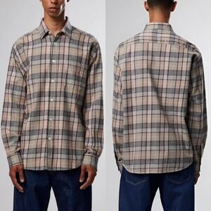 NN07 No Nationality Grey Deon 5356 Plaid Check Flannel Shirt Size Medium